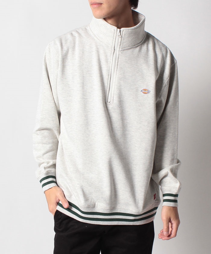 【90sオールド】ワンポイント刺繍ロゴ　ハーフジップ　肉厚ボーダースウェット 90sオールド 刺繍ワンポイントロゴ ハーフボタン スウェット 90s