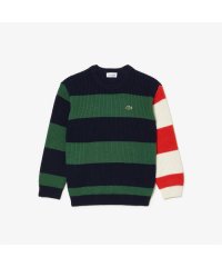 LACOSTE KIDS/アシンメトリースリーブJUNIORボーダーニットセーター/505709061