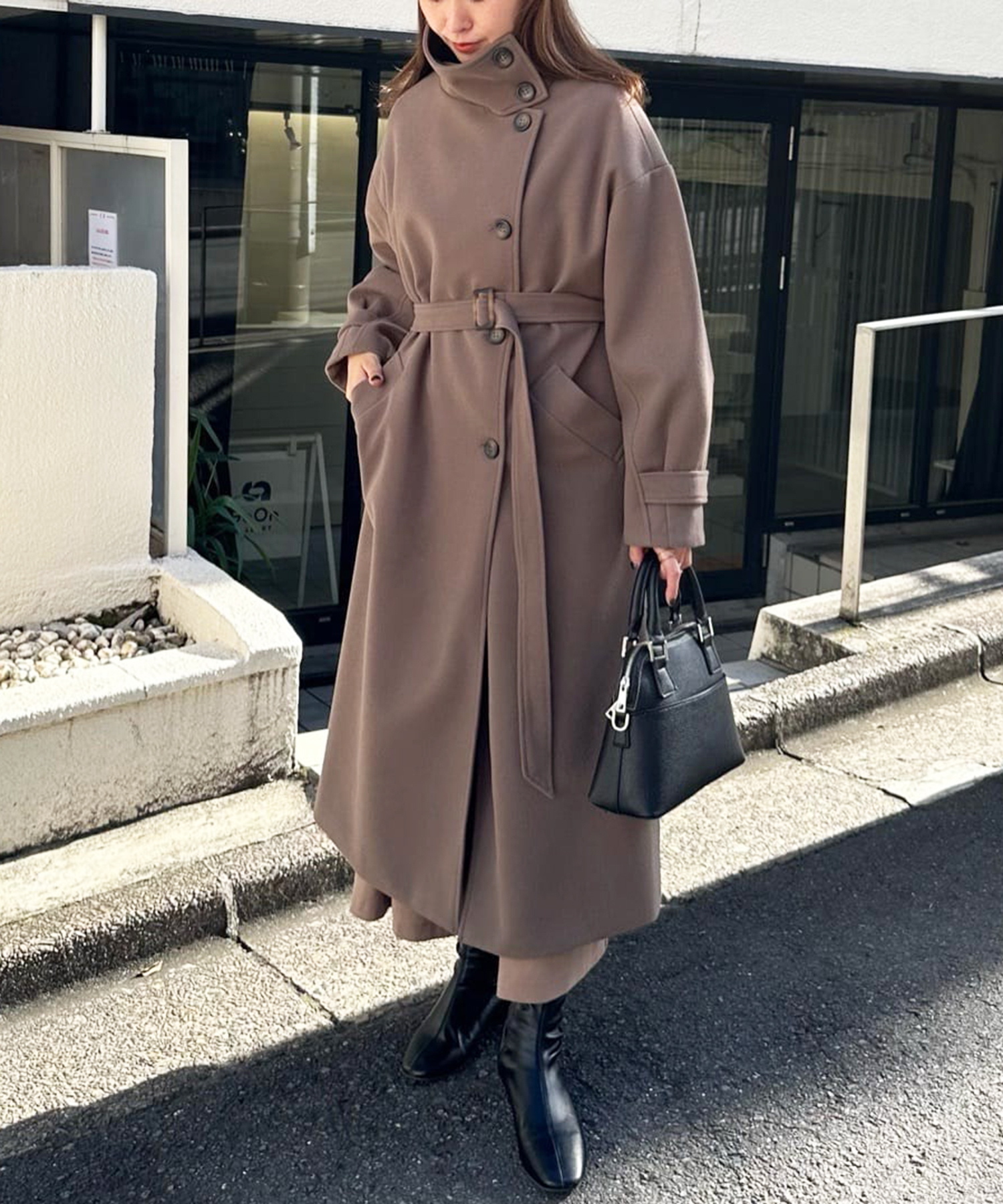 セール53%OFF】ニットモッサスタンドカラーロングコート(505710606