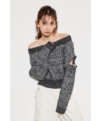 rienda/2WAYショルダーツィードKnitTOP/505711541