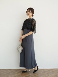 Rire fete/レースドッキングオールインワン（Navy）（Charcoal）/505725417