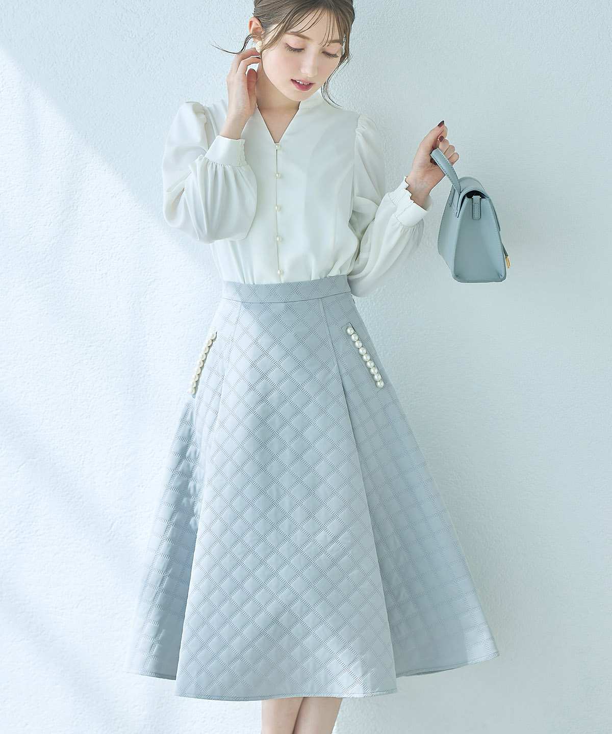 トッコクローゼット tocco closet ポケットパール付きエンボス