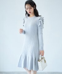 tocco closet/フリル付き切り替えケーブル編みニットワンピース/505691521