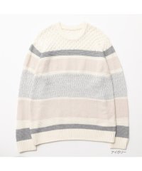 MAC HOUSE/マックハウス Mac－House NAVY ネイビー 切替ボーダーニット 161465501/505726211
