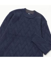 MAC HOUSE(men)/NAVY ネイビー 快適ニット 幾何学柄モックネック メンズ T2－23AW－MC－3/505726217