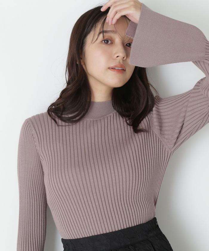 Natural Beauty Basic上品 スリーブ NATURAL BEAUTY BASIC｜チュールプリーツスリーブニット
