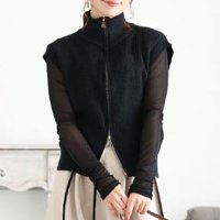 Sawa a la mode/サワアラモード Sawa a la mode レディース トップス べスト ニット ブラック ベージュ 重ね着/505734370