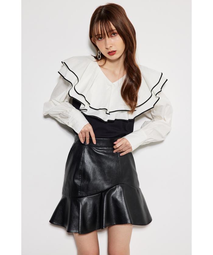 セール 50%OFF】フリルコンビカット TOP(505735325) | リエンダ(rienda 