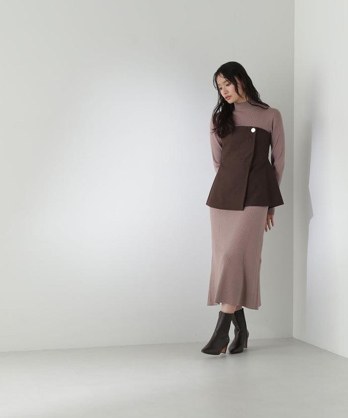 セール 50%OFF】ペプラムビスチェセットニットワンピース