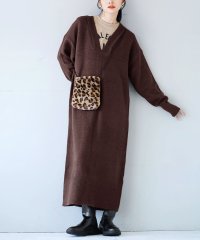 e-zakkamaniastores/Vネックニット ルーズ ワンピース/505054440