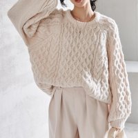 Ranan/ラナン RANAN ざっくり編地柄ニットプルオーバー/505733818