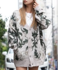 1111clothing/◆モヘアタッチ 総柄 ビッグカーディガン◆ オーバーサイズ ニット カーディガン メンズ モヘア Vカーデ レディース セーター 総柄 ヒョウ ペイズリー/505737035