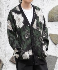 1111clothing/ワンフォークロージング 1111clothing ◆モヘアタッチ 総柄 ビッグカーディガン◆ オーバーサイズ ニット カーディガン メンズ モヘア Vカーデ レ/505737035