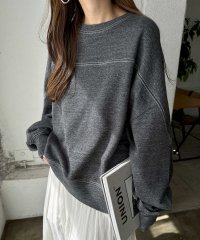 and　Me.../アンドミー andme 裏毛 配色ステッチ 長袖 スウェット トップス/505135790