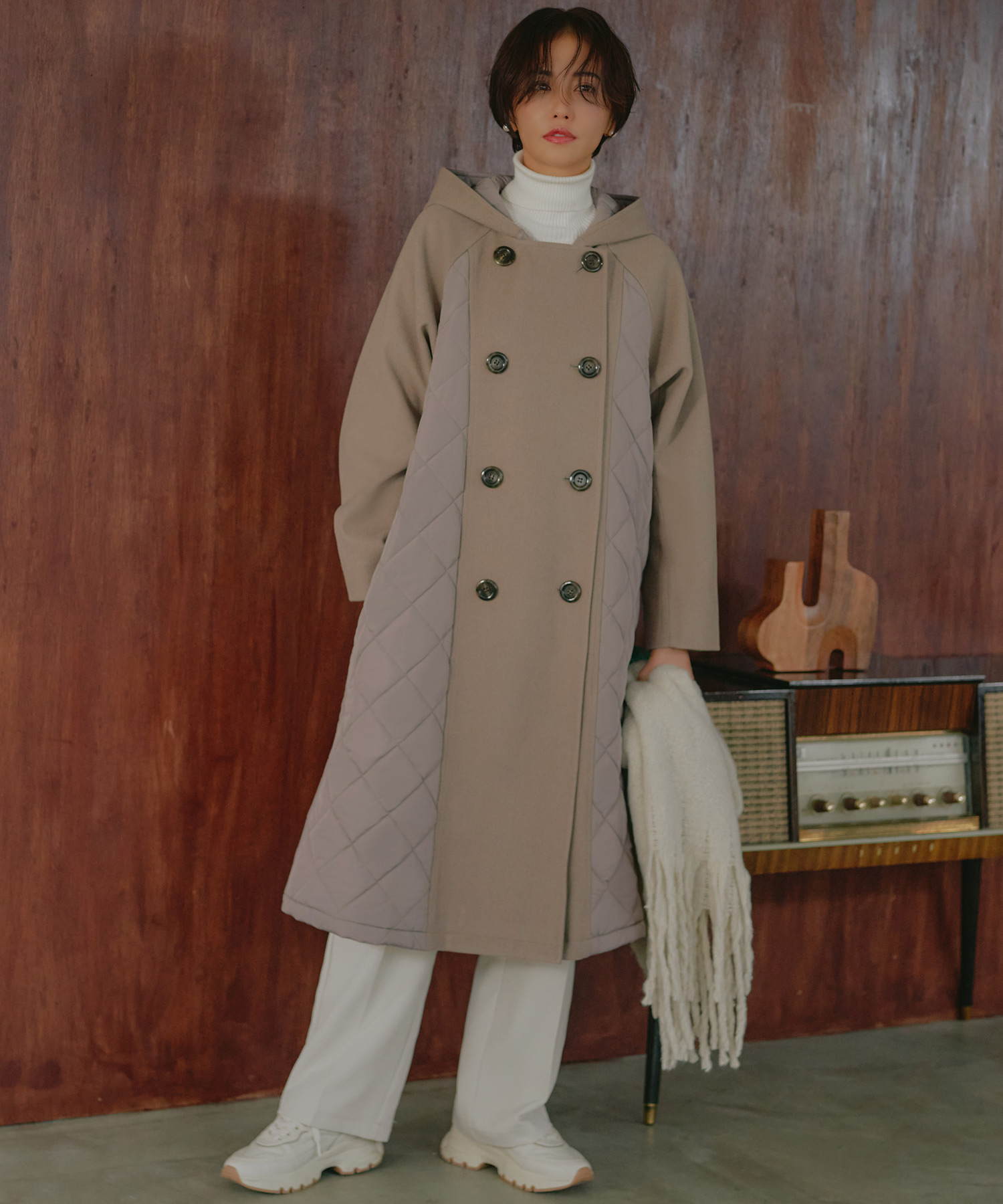 美品　RUIRUE BOUTIQUE ルイルエブティックコート ルイルエブティック RUIRUE BOUTIQUE 2wayフードロングトレンチ