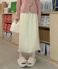 Dewlily/フリンジロングスカート レディース 10代 20代 30代 韓国ファッション 可愛い カジュアル 大人 上品 春 秋 冬 Iライン 暖かい 黒 ゴム/505737762