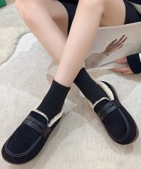 Dewlily/デューリリー Dewlily 裏起毛ボアローファー レディース 10代 20代 30代 韓国ファッション カジュアル 可愛い 大人 フラット レトロ 靴 シュー/505737769
