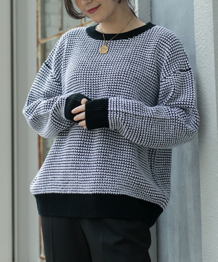 [IONSEOUL]Waffle Combi ニット★韓国ファッション★ IONSEOUL】☆24SS・男女兼用☆ワッフルコンビニット