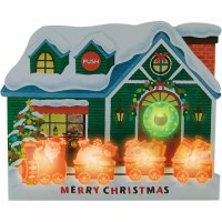 cinemacollection/CHRISTMAS グリーティングカード メロディ JXPM28－3 クリスマスカード 立体 家の前に立体機関車 サンリオ プレゼント ポップアップ グッズ /505738463