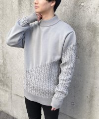 COMME CA ISM MENS/★ＴＶドラマ着用商品★ 　【マシーンウォッシャブル】編地切替デザイン ケーブル ニット プルオーバー/505739124