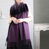 Sawa a la mode/サワアラモード Sawa a la mode レディース 小物 マフラー ストール グレー パープル 紫 ファー/505740231