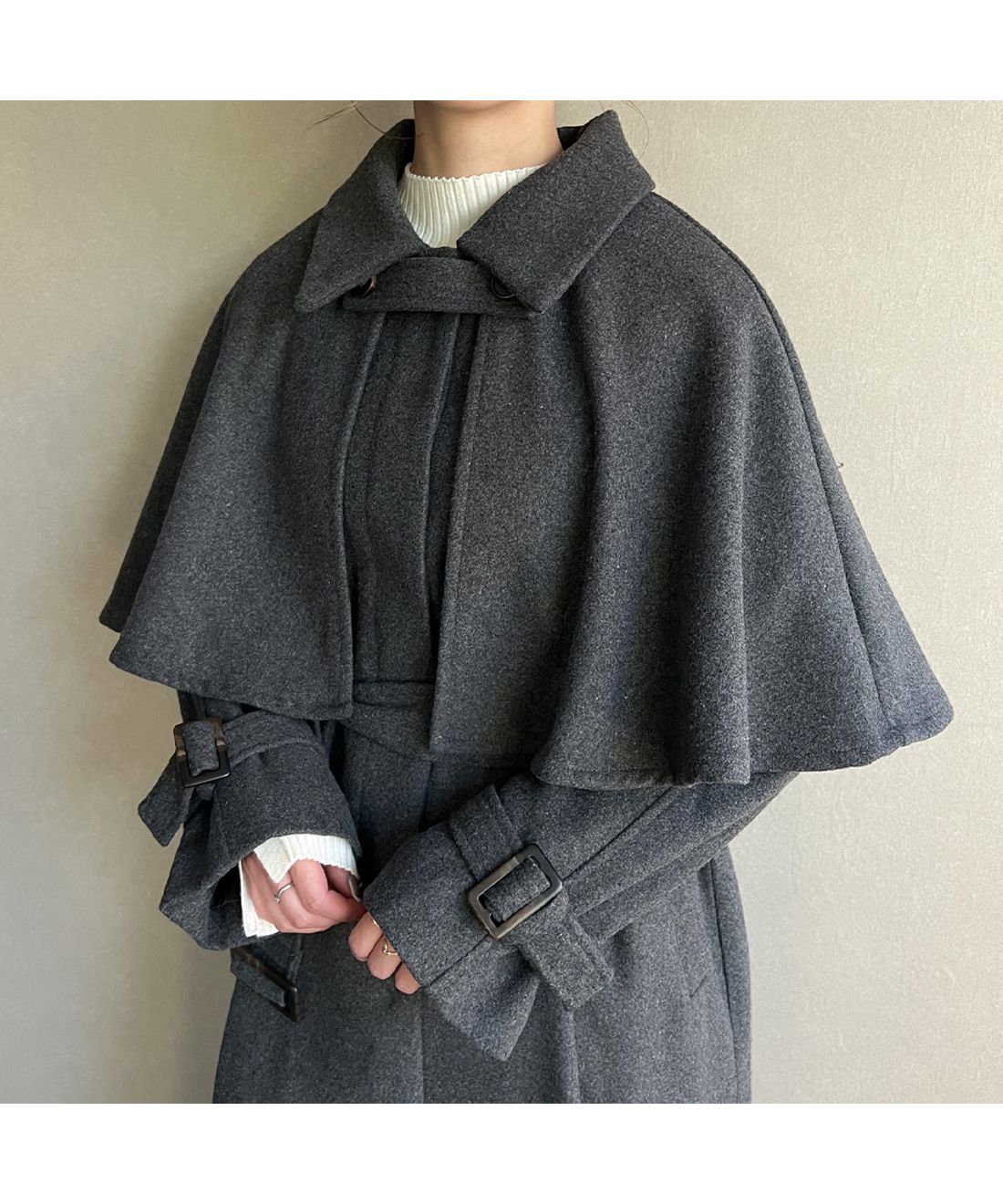 セール59%OFF】ジュノア JUNOAH 2wayステンカラーケープコート セール59%OFF】ジュノア JUNOAH 2wayステンカラーケープコート