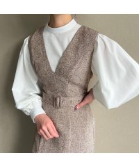 JUNOAH/ジュノア JUNOAH ベルト付きツイードジャンパースカート/505456752