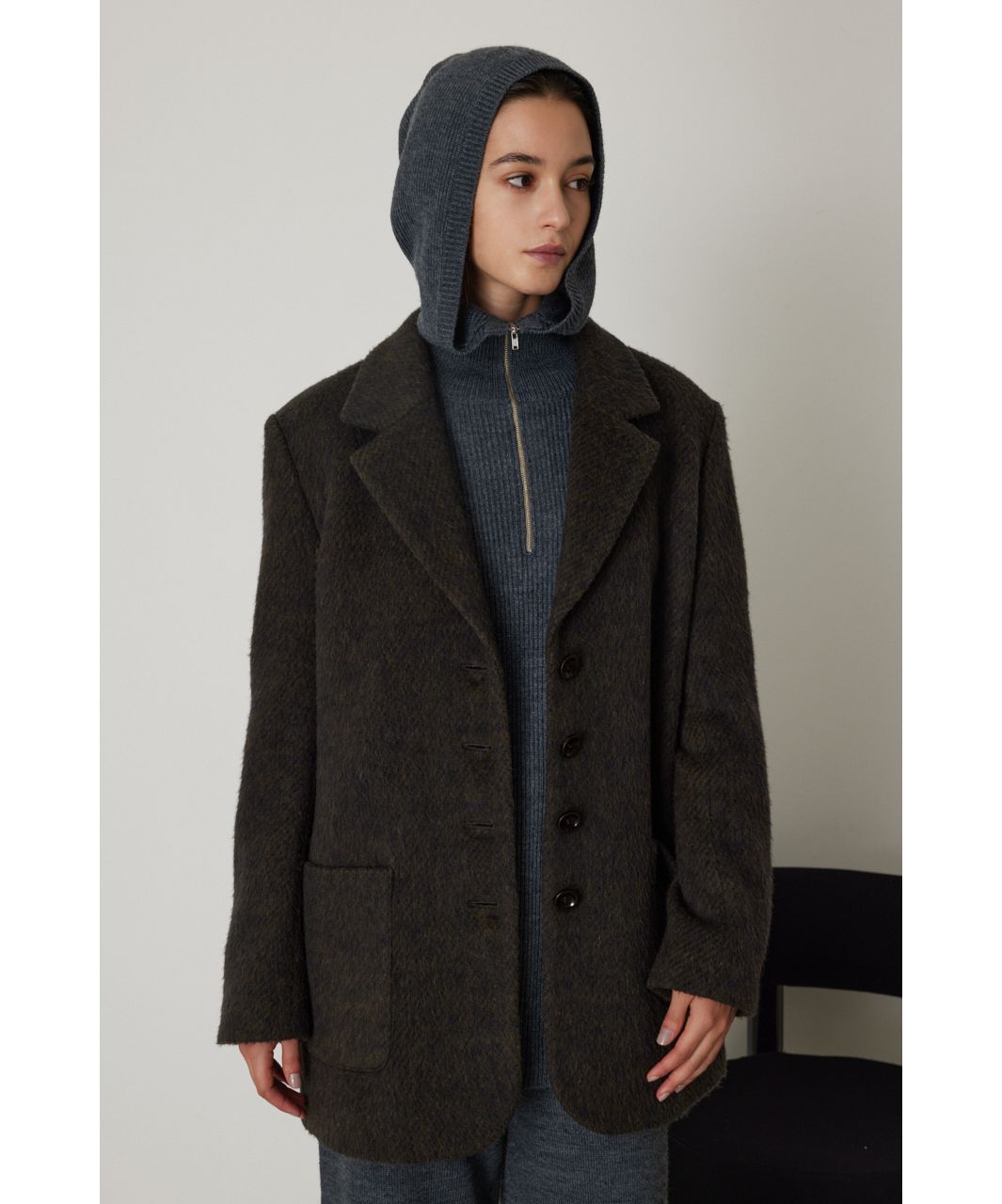 リムアーク　2way オーバーサイズミックスコート RIM.ARK（リムアーク）の「Wool hoodie over CT ウール