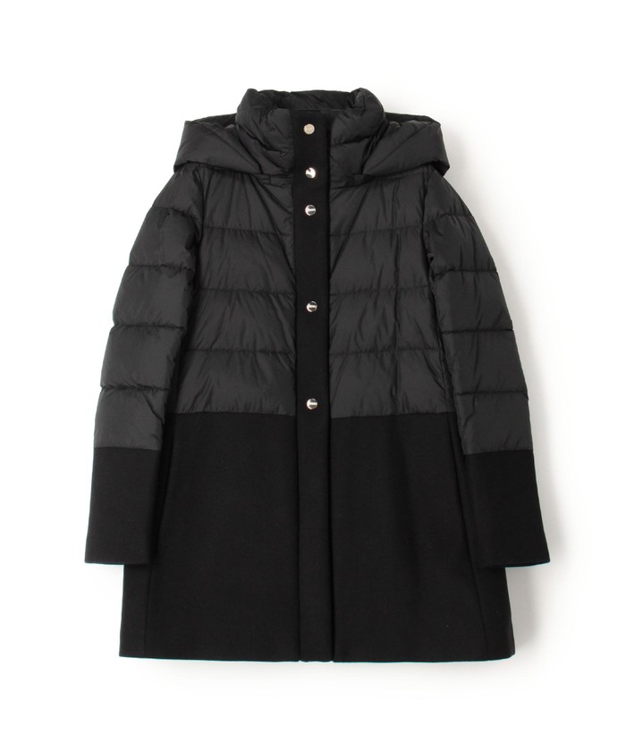 美品 ヘルノ ダウン コート 切り替え ロング丈 ウール 40 HERNO - HERNO ダウンコート レディース ウール切替 アウターの