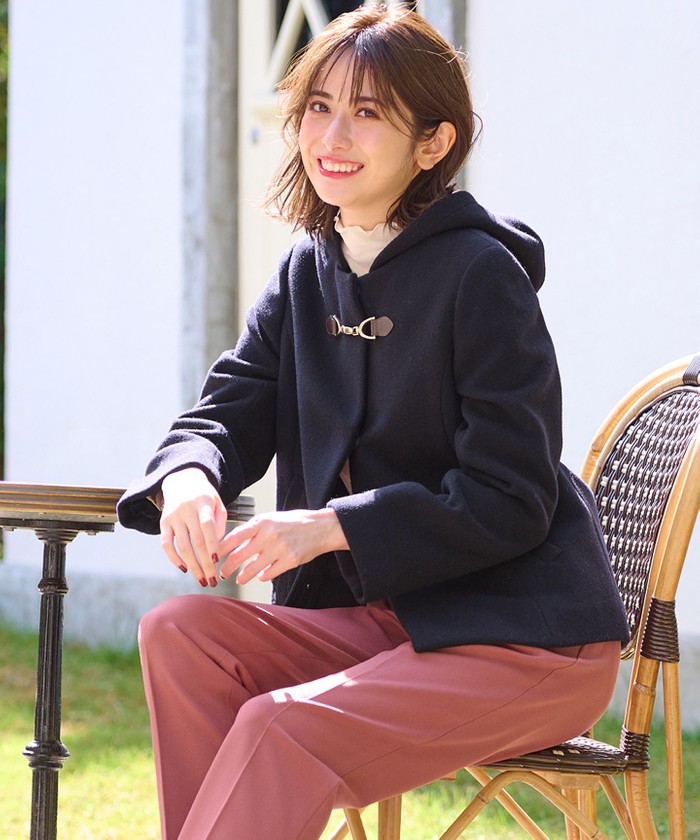 【期間限定！最安値挑戦】 セール 50%OFF】【2WAY】ファインウールモッサ ショートコート ジャケット・アウター