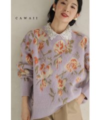 CAWAII/ふんわり優美なお花のもっちりニットプルオーバートップス/505746758