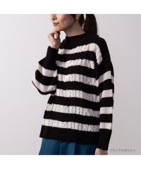 MAC HOUSE(women)/NAVY ネイビー 静電気抑制 洗えるニット ケーブルモックネックプルオーバー レディース 112335811/505748648