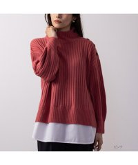 MAC HOUSE/マックハウス Mac－House NAVY ネイビー ボタン付きフェイクレイヤードモックネックプルオーバー 112335812/505748649