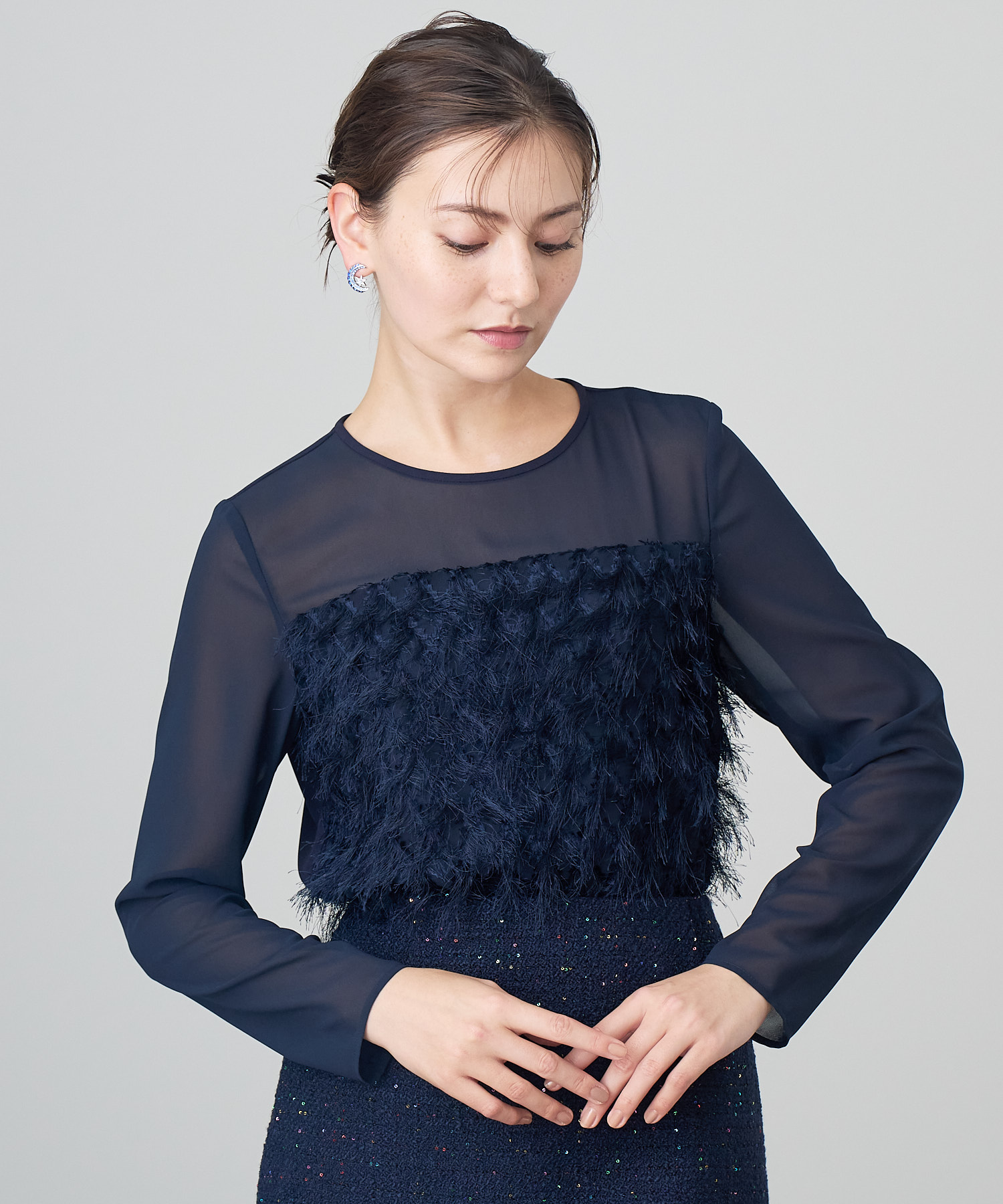 アナイ　トリアセテートサテンクルー　スーツ ANAYI トリアセテートサテンクルー セットアップスーツ 現行品