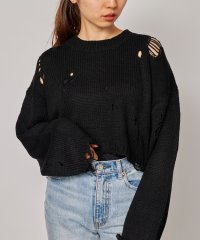 MAISON BREEZE/セットアップセブン SETUP7 ダメージニット クルーネック ニット ボロニット ショート丈 クロップド丈 長袖 KNF037/505744335