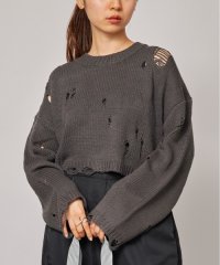 MAISON BREEZE/ハイウェストにも合わせやすい丈感◎【MAISON BREEZE】ダメージクルーネックニット ボロニット ショート丈 KNF037/505744335