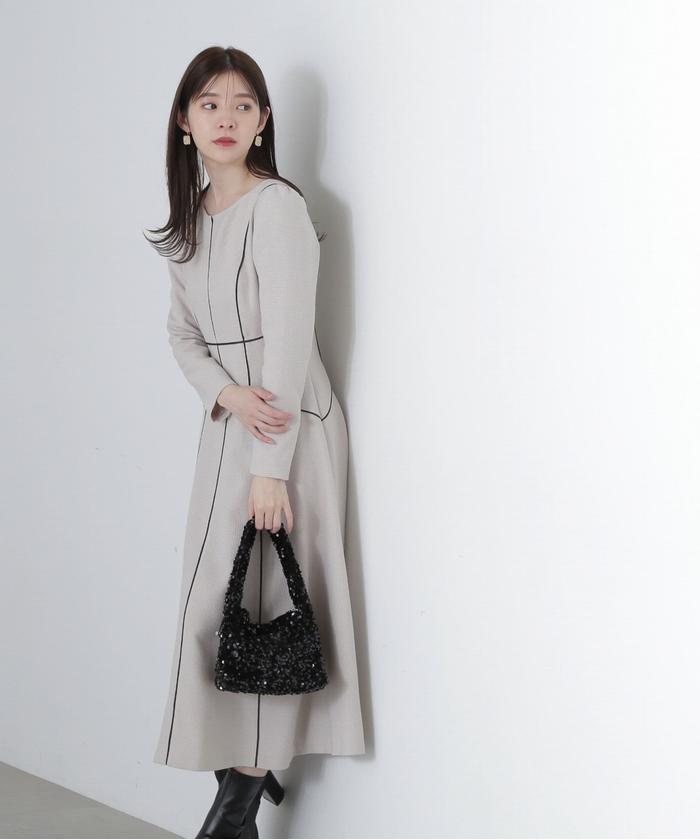 セール 60%OFF】ツイードパイピングワンピース(505748009 セール 60%OFF】ツイードパイピングワンピース(505748009