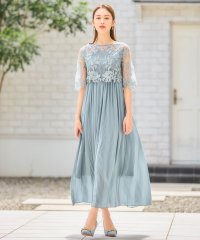 DRESS+/ワンピース ドレス レース プリーツ 結婚式 レース袖/505750322