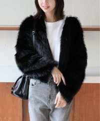 MAISON BREEZE/メゾンブリーズ MAISON BREEZE ノーカラーショート丈 モヘアライク フェイクファーコート KNF037/505744325