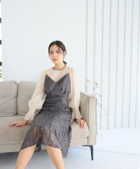 PourVous/プールヴー PourVous カシュクール風パーティードレスセレモニーミモレ丈&袖あり結婚式フォーマル ワンピース 20代 30代 40代/505752305