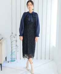 PourVous/シフォンボレロ付きフラワーレーススカラップワンピース/505752307