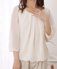 Lace Ladies/シースルー袖シフォンブラウス/504597543