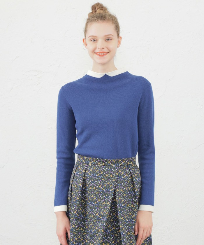 タグ付き新品マッキントッシュフィロソフィー Cleric CollarKnit紺 Cleric Collar Knit ワイドフィット(トップス)｜MACKINTOSH