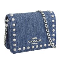 COACH/COACH コーチ MINI WALLET ON A CHAIN WITH RIVETS 斜めがけ ショルダー ミニ チェーン ウォレット 二つ折り 財布/505760123