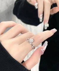 shoppinggo/ショッピングゴー shoppinggo 指輪 オープンリング ラインストーン リング キラキラ フリーサイズ シンプル カジュアル 華奢 記念日 母の日/505760767