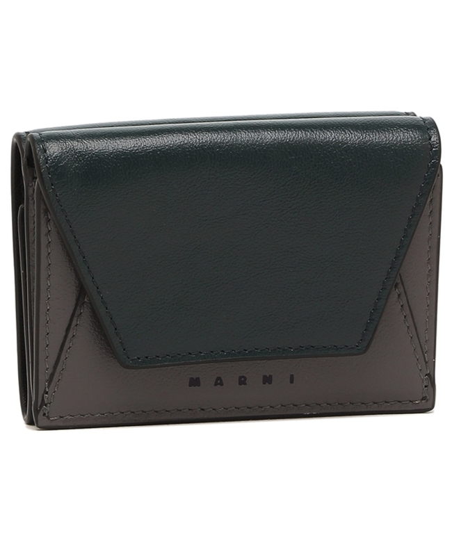 セール 26%OFF】マルニ 三つ折り財布 ミニ財布 グレー グリーン