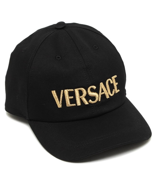 ヴェルサーチ 帽子 ベースボールキャップ ロゴ 刺繍 ブラック ゴールド
