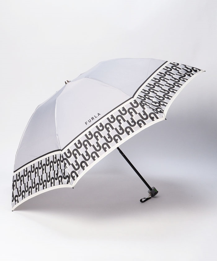 【未使用品】フルラ ボーダーロゴ 晴雨兼用 長傘 日傘 グレー 60cm 未使用品】フルラ ボーダーロゴ 晴雨兼用 長傘 ゆるめれ 日傘