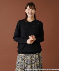 Leilian PLUS HOUSE/スパンコール刺繍クルーネックニット【プラス企画】/505707412