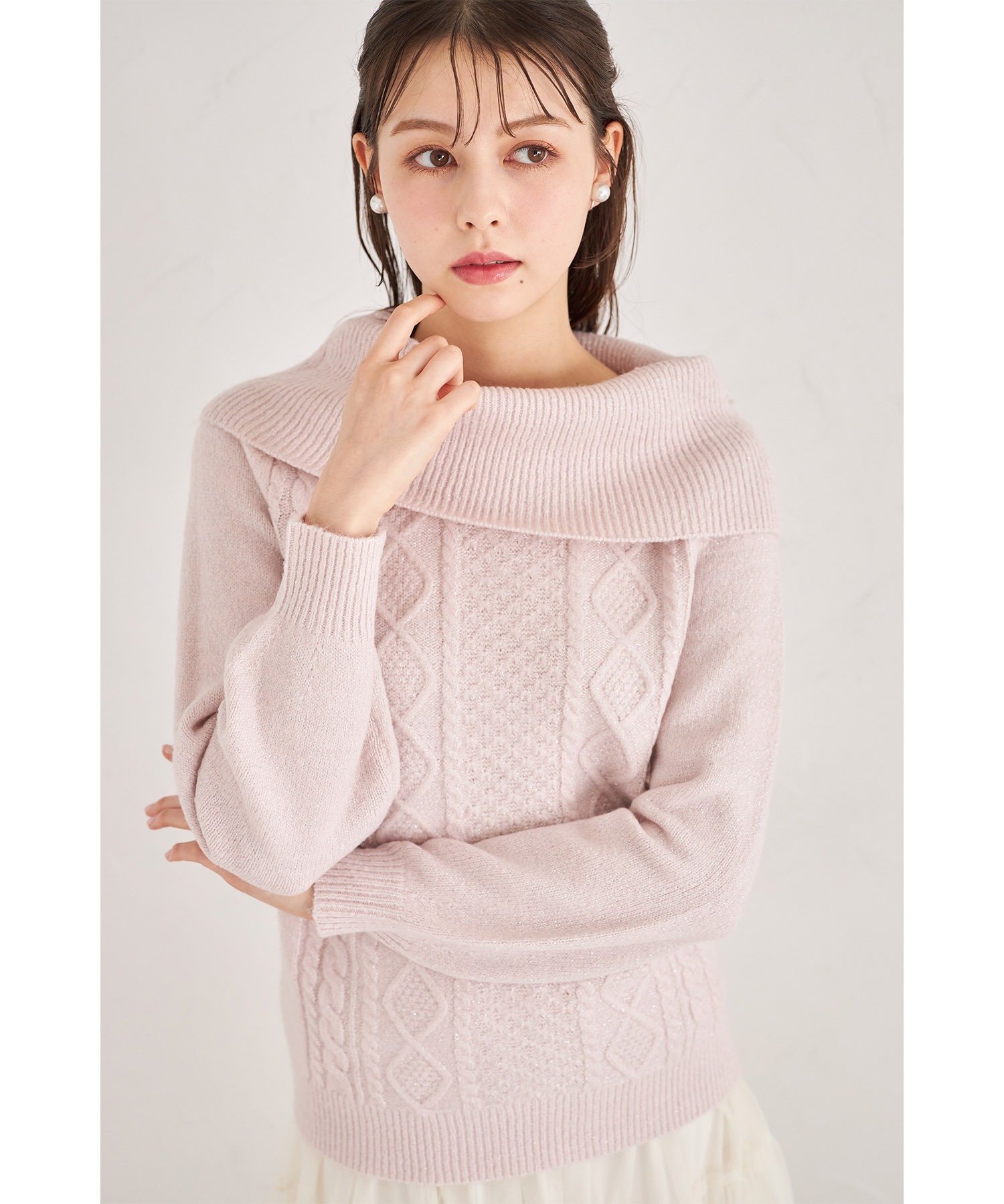 すずらん＊デサントluxe タートル　ニット  カシミヤ混＊オフホワイト シップス オフタートルネック ニット セーター プルオーバー